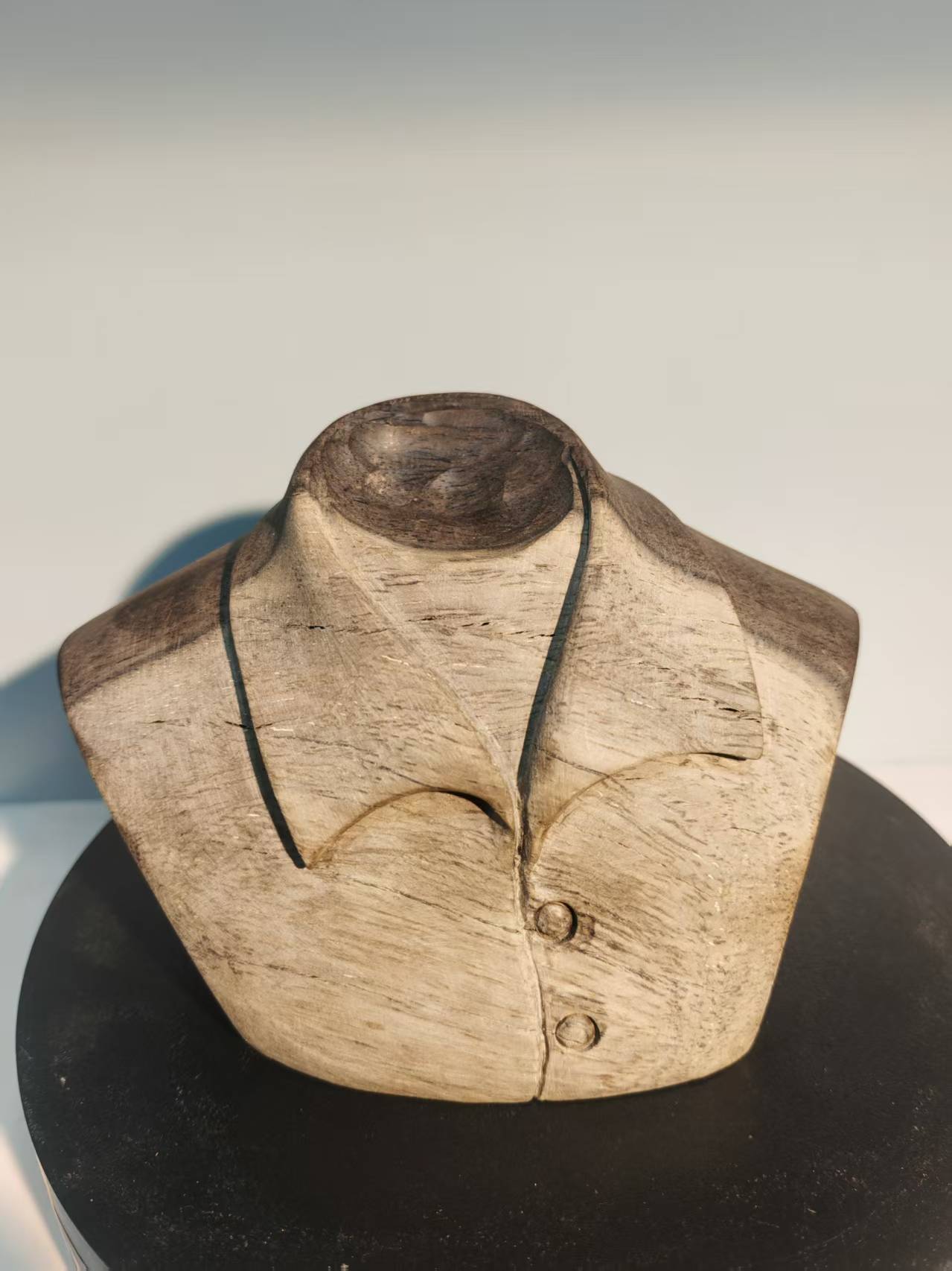 黑檀木半身人物祥云底座摆件艺术创意免挖槽木雕通用底座