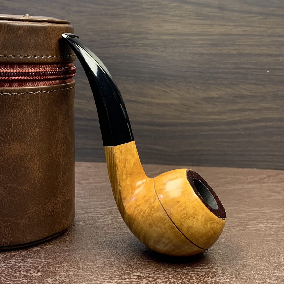 意大利齐博浅色牛头器型石楠木烟斗（内径20.2斗深38长146.2）