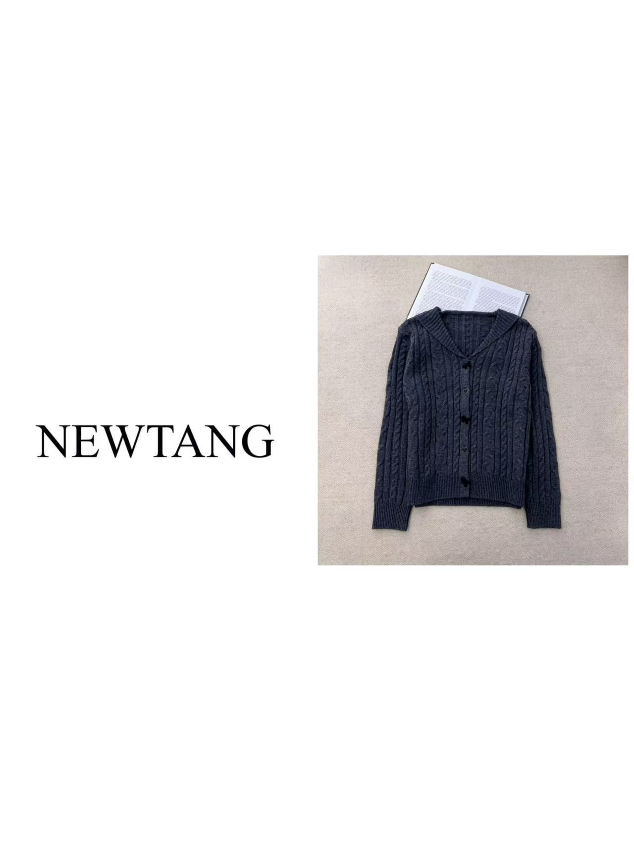 【温柔风】194韩系慵懒风翻领针织开衫麻花毛衣女秋冬上衣