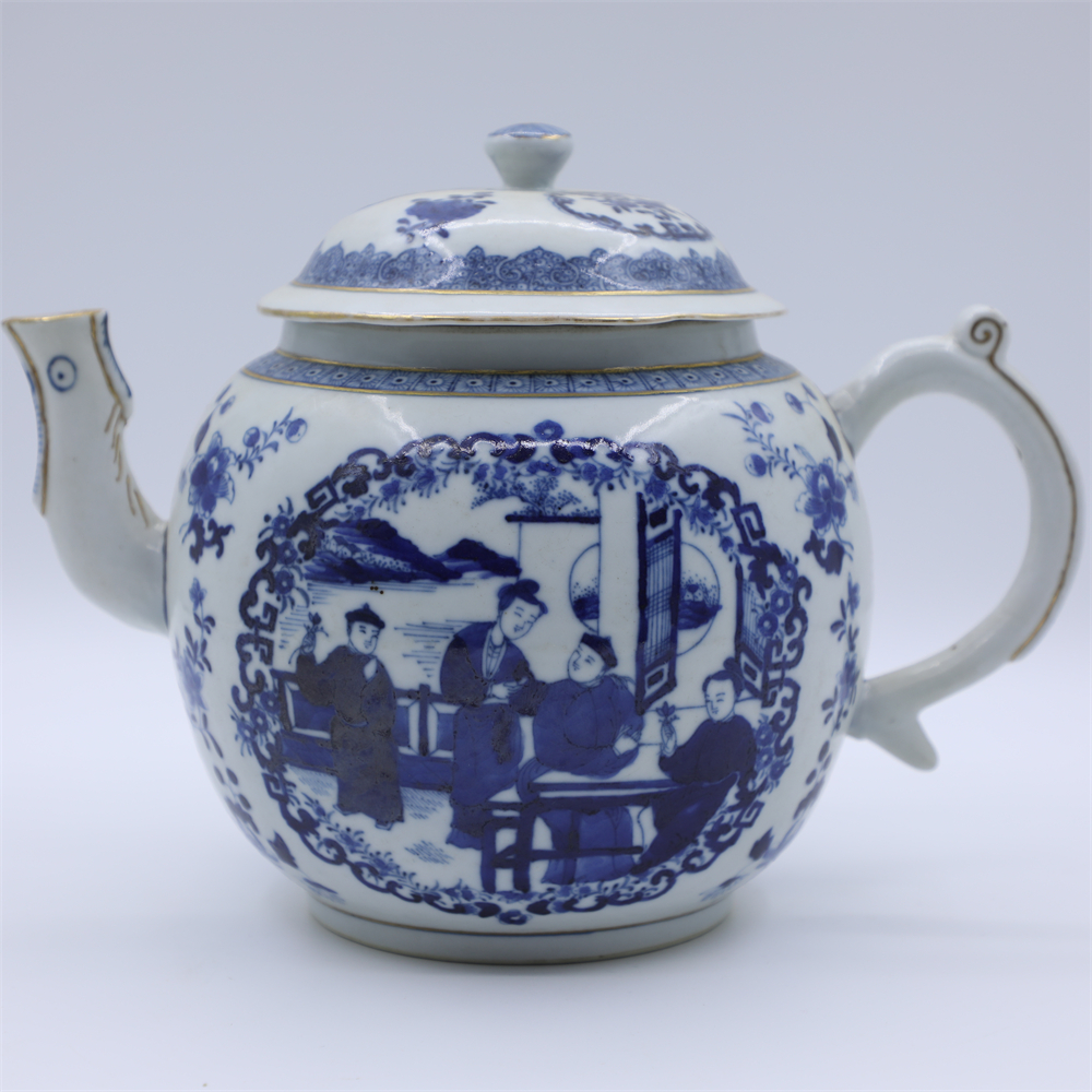 古董/古玩/瓷器/青花人物故事纹执壶LOT3857-中2/老物件