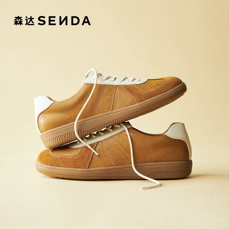 【kk专属】森达复古德训鞋女款厚底休闲鞋经典棕色阿甘鞋4QS27CM5