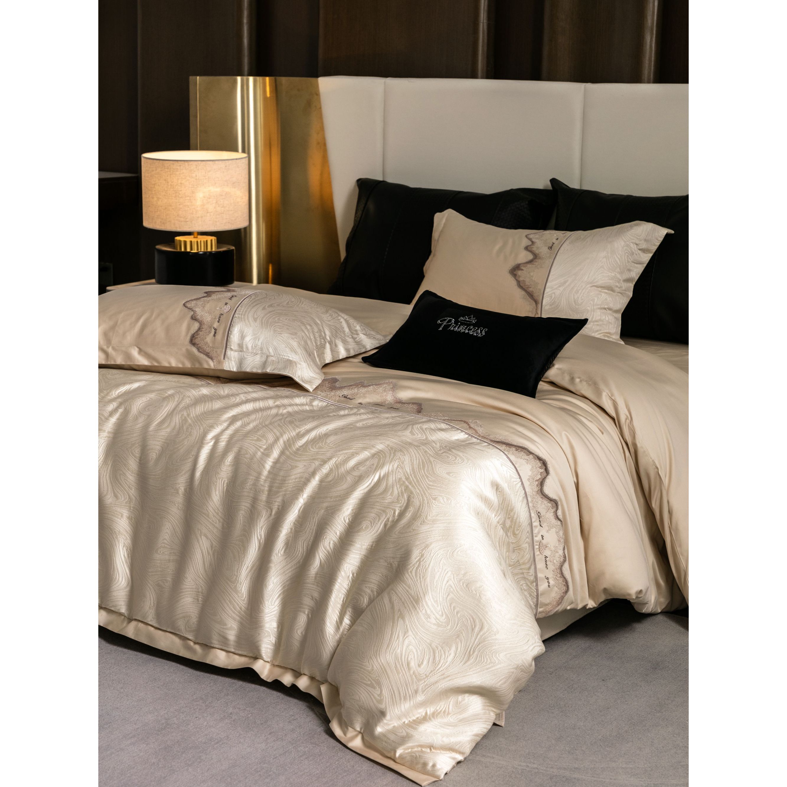 【专柜清仓】工艺款高精高定刺绣纯棉四件套-罗马恋曲/香槟