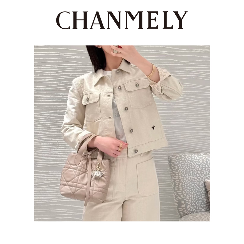 【CHANMITY】25FW‘’金色星辰‘’亮丝涂层法式精致刺绣牛仔外套025462