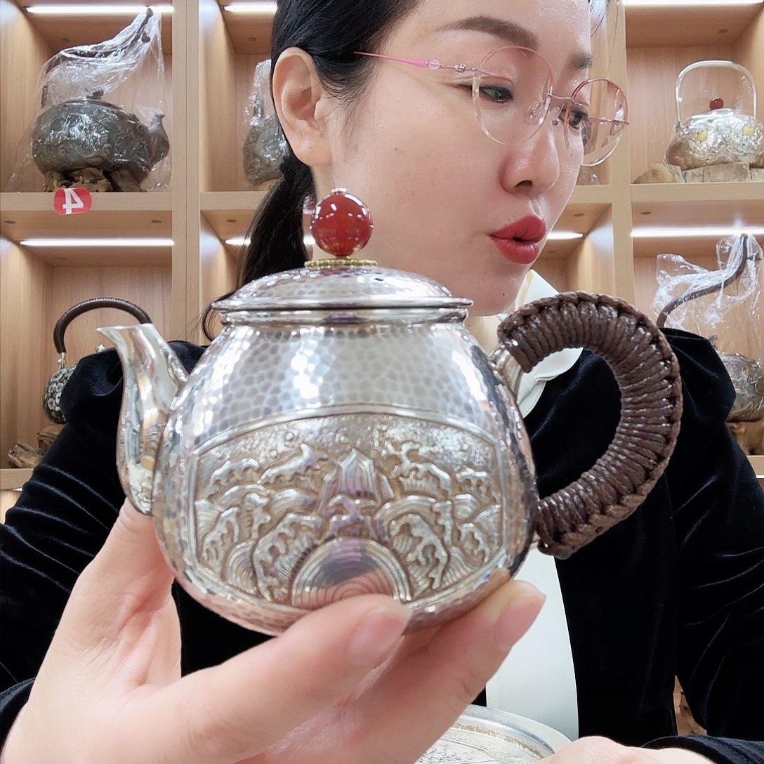 盖碗银壶泡茶壶足银999