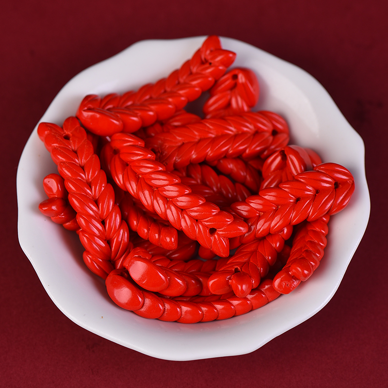 含辰砂工艺品D48红朱砂羽毛手牌手链背云IY手工编绳星月菩提文玩