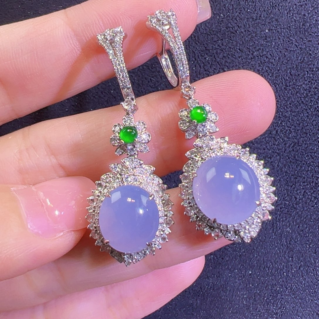 翡翠18K金镶嵌耳饰耳坠