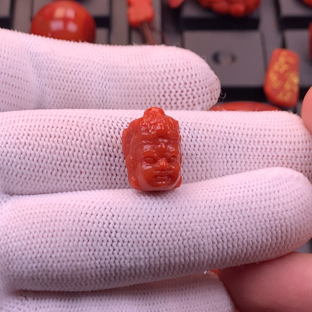 南红玛瑙未镶嵌精工雕刻满色满肉黄财神背云12mm+