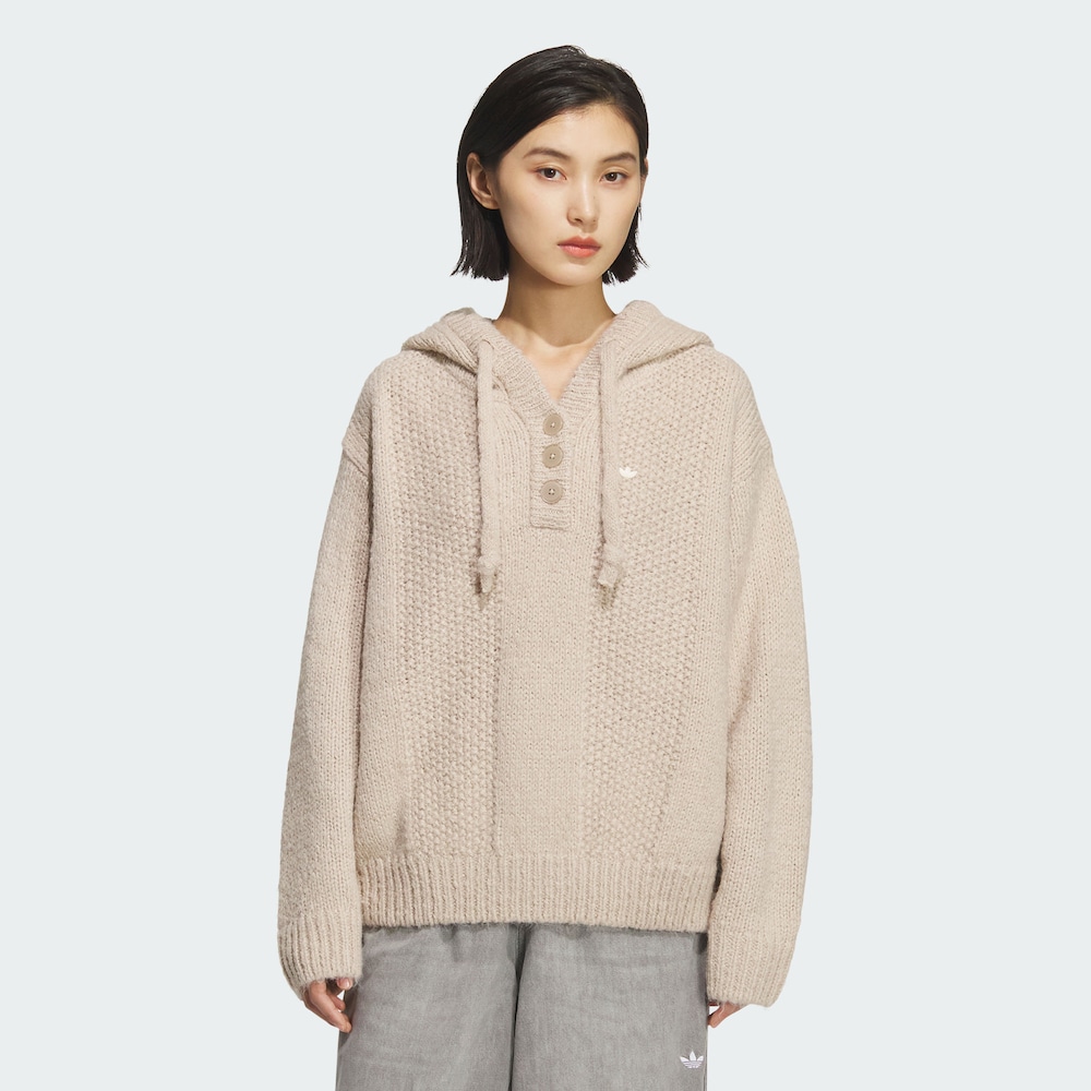 adidas/三叶草秋冬新款加厚针织连帽套头衫KS5968