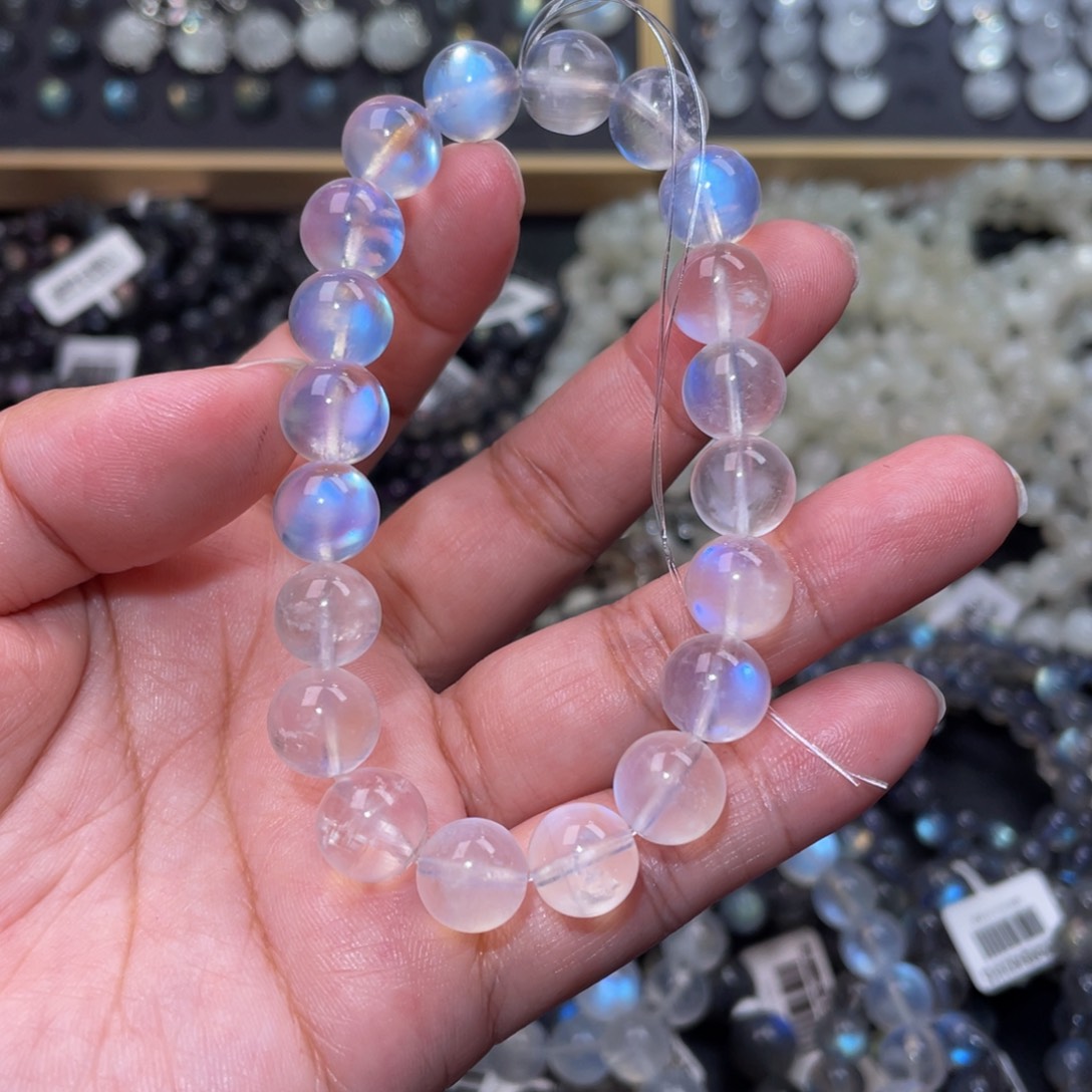 月光石手链未镶嵌晓*～蓝月光手链10mm