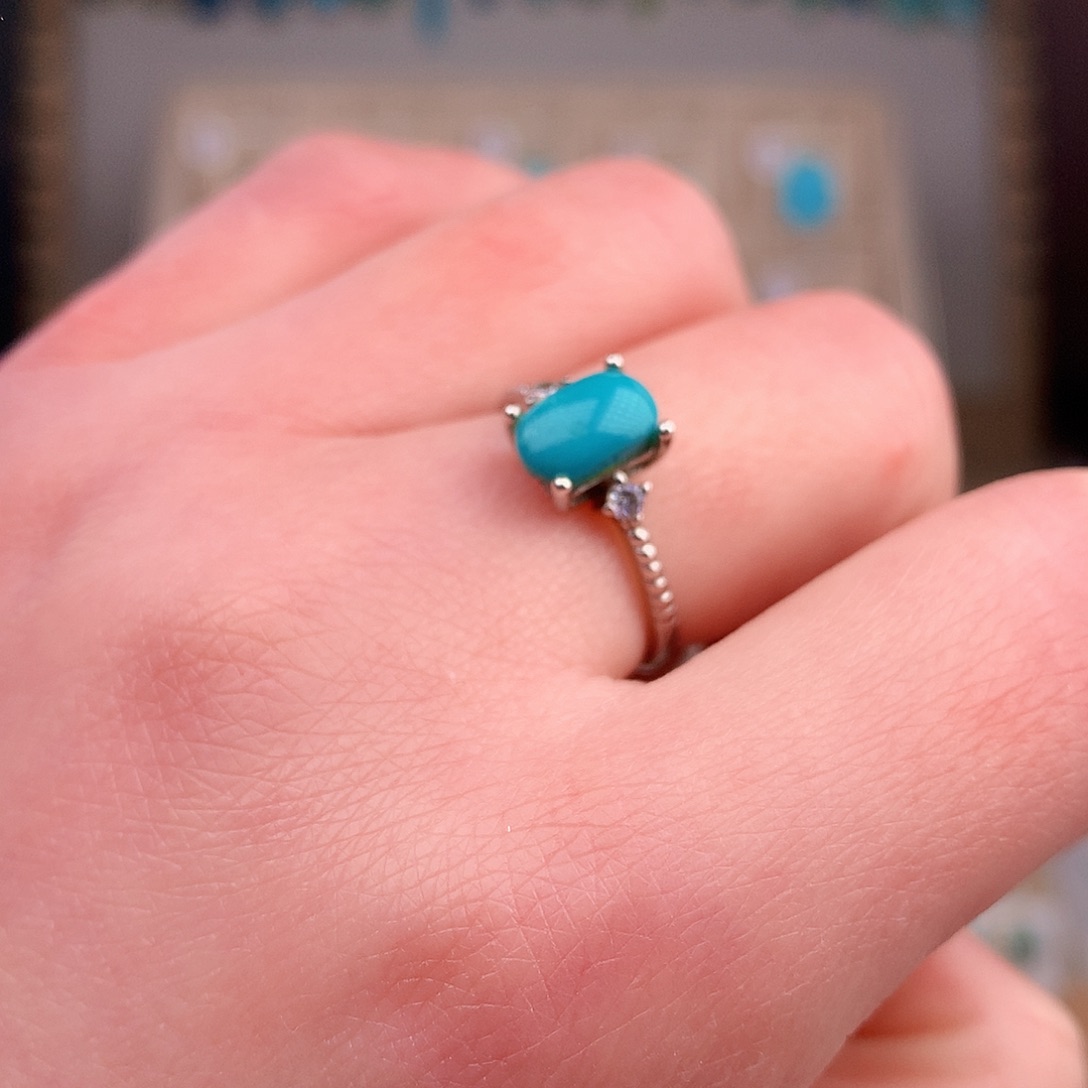 绿松石戒指银S925镶嵌