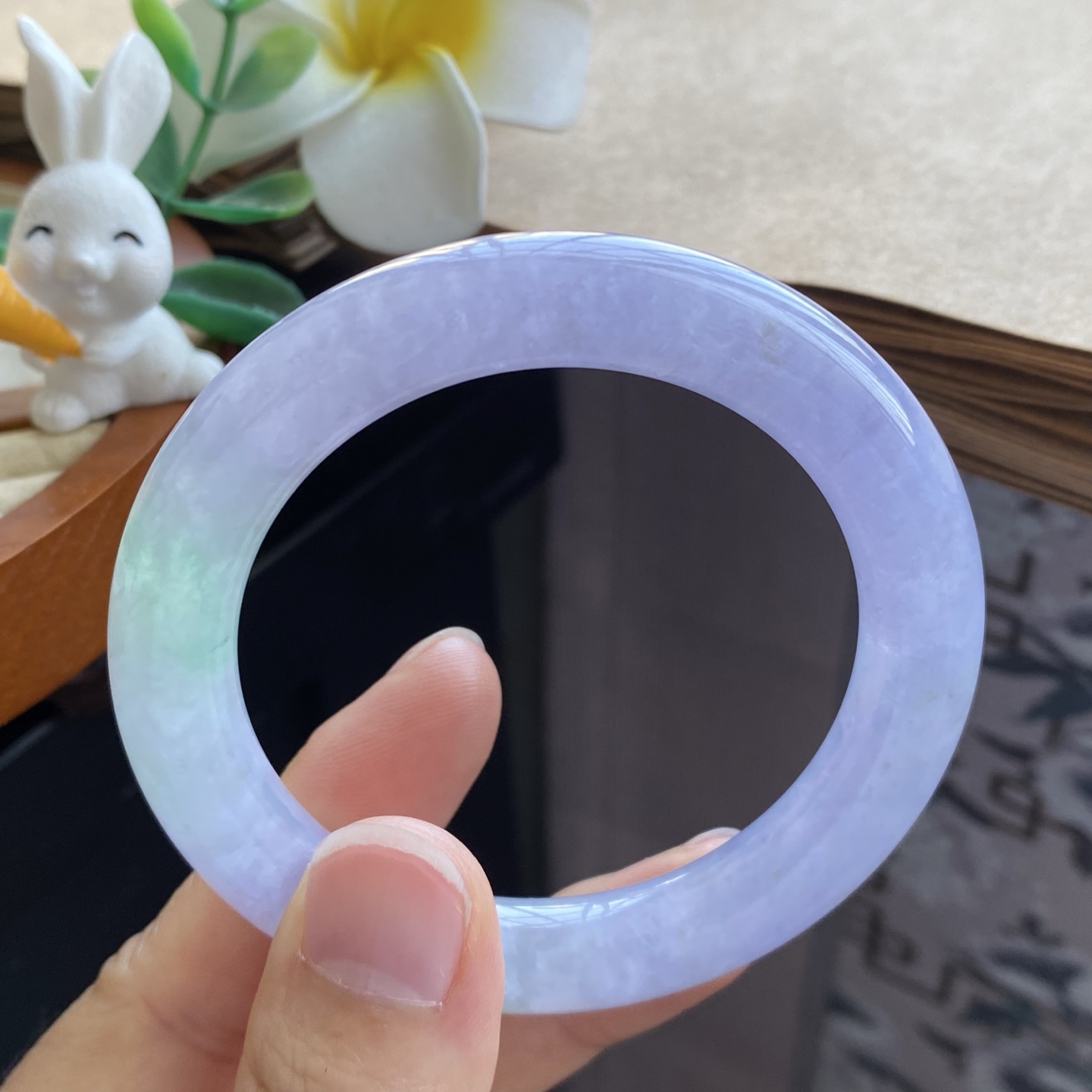 02.08批冰春彩圆条383号51.6-9.7绿染春色！天然翡翠手镯