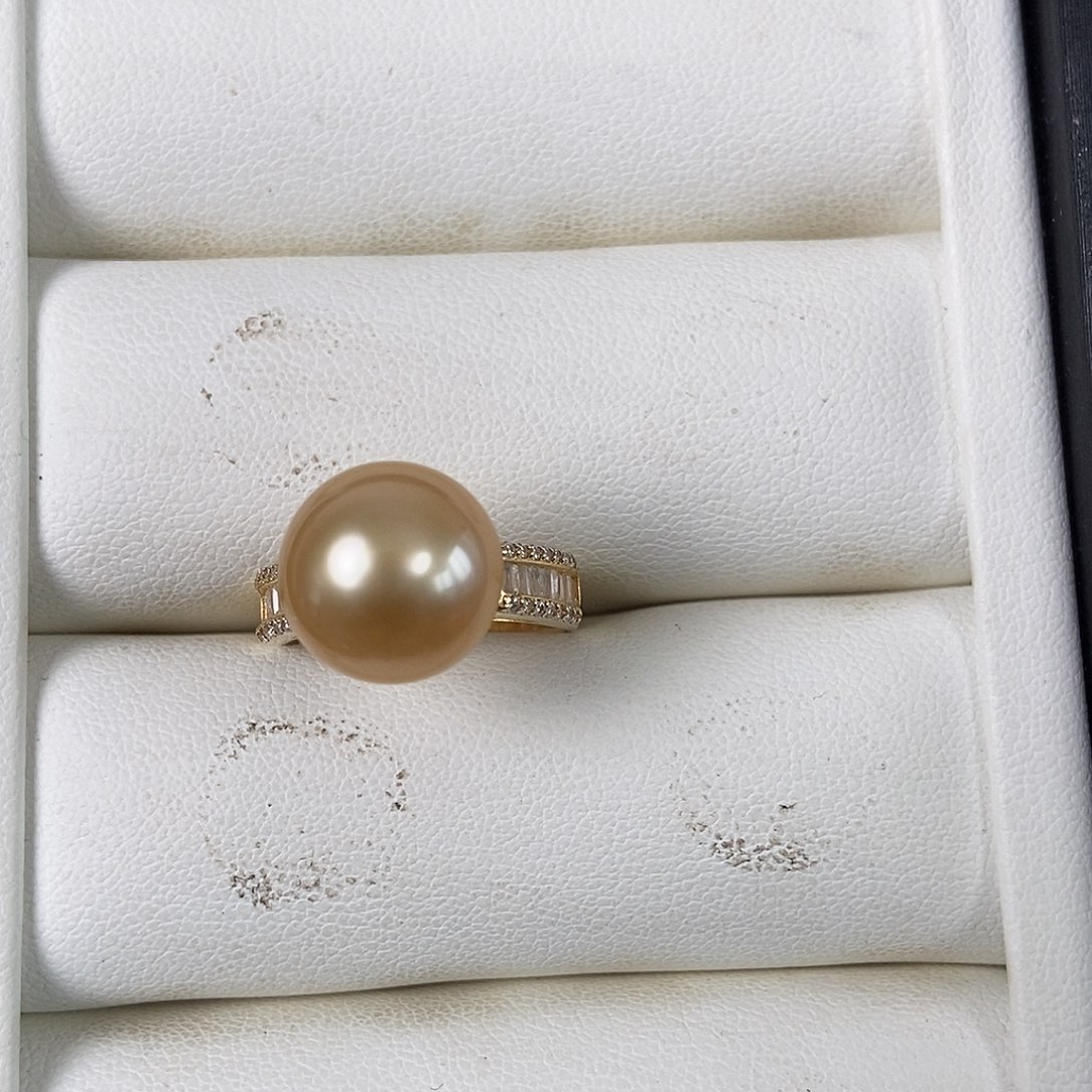 海水珍珠戒圈银S925镶嵌