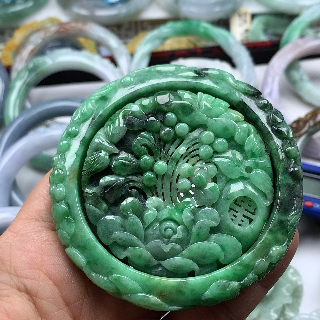 翡翠未镶嵌手镯复古风格60.3