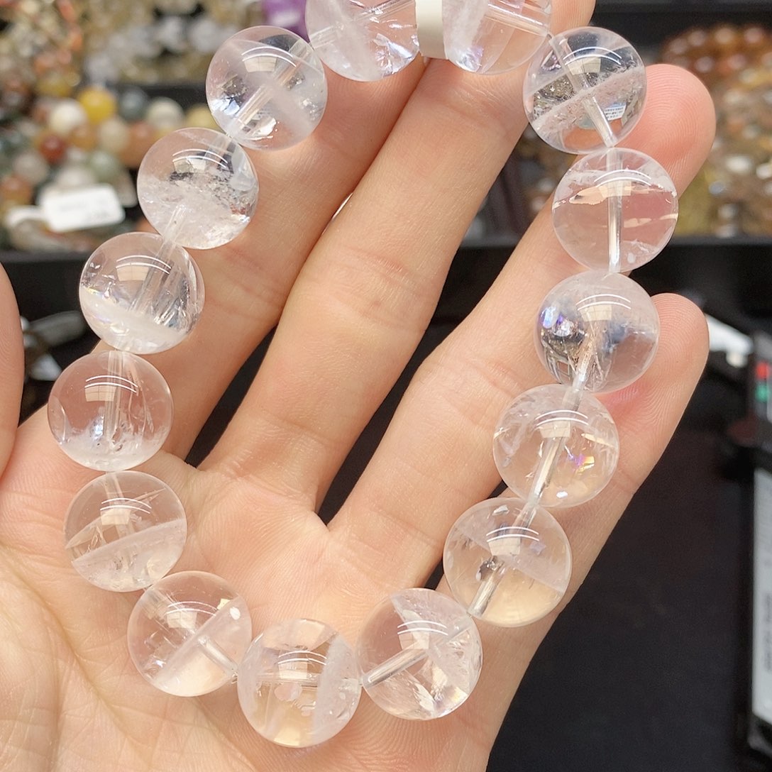 水晶手链未镶嵌13白幽灵14mm
