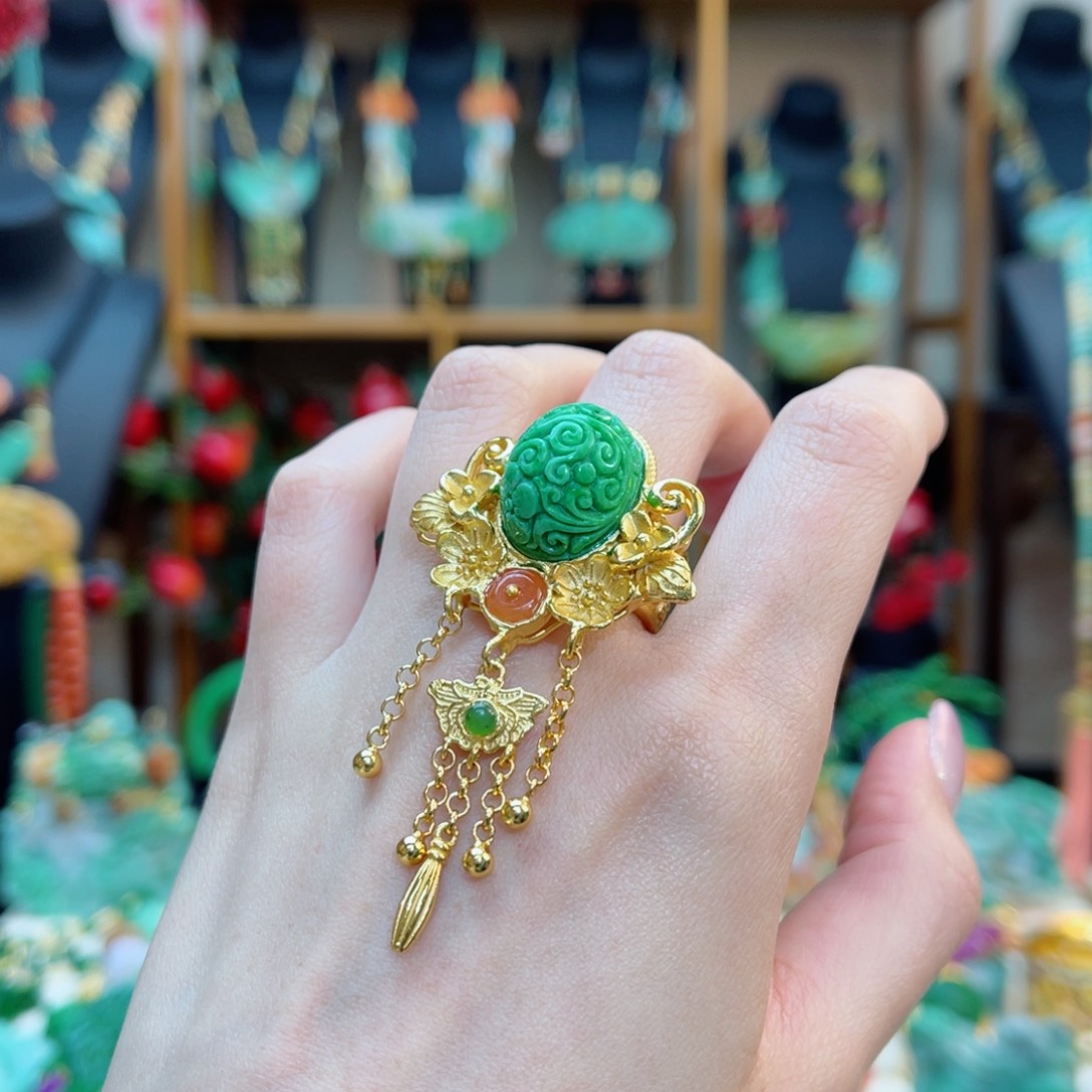 翡翠戒指银S925镶嵌48小时鉴赏期