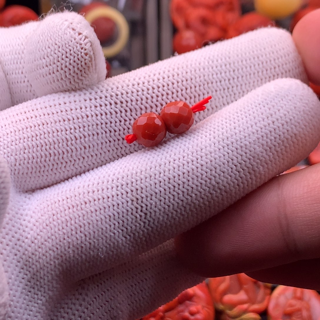 南红玛瑙未镶嵌【传仁】川料原矿满色满肉老型对珠7mm