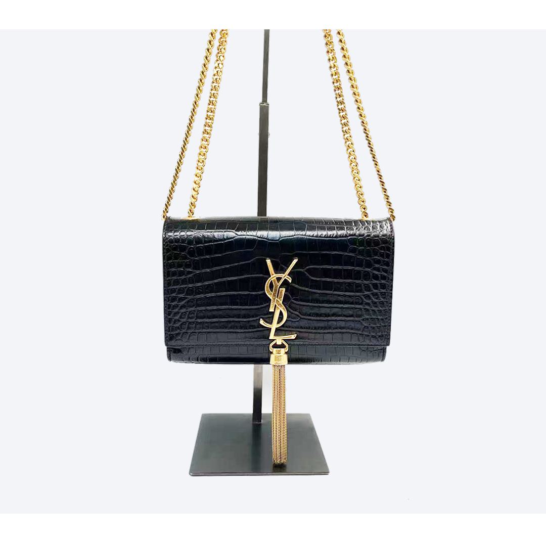 99新 YSL/圣罗兰 黑金流苏kate小号链条包Y61