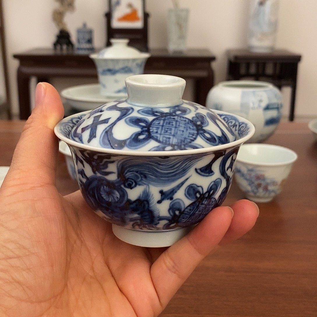 黄***菜景德镇艺术柴窑盖碗