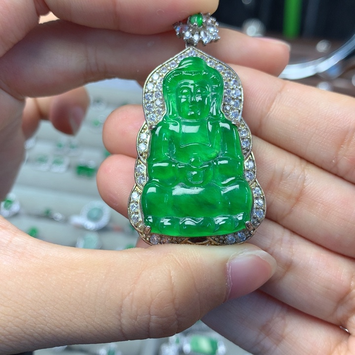 翡翠银S925镶嵌颈饰吊坠