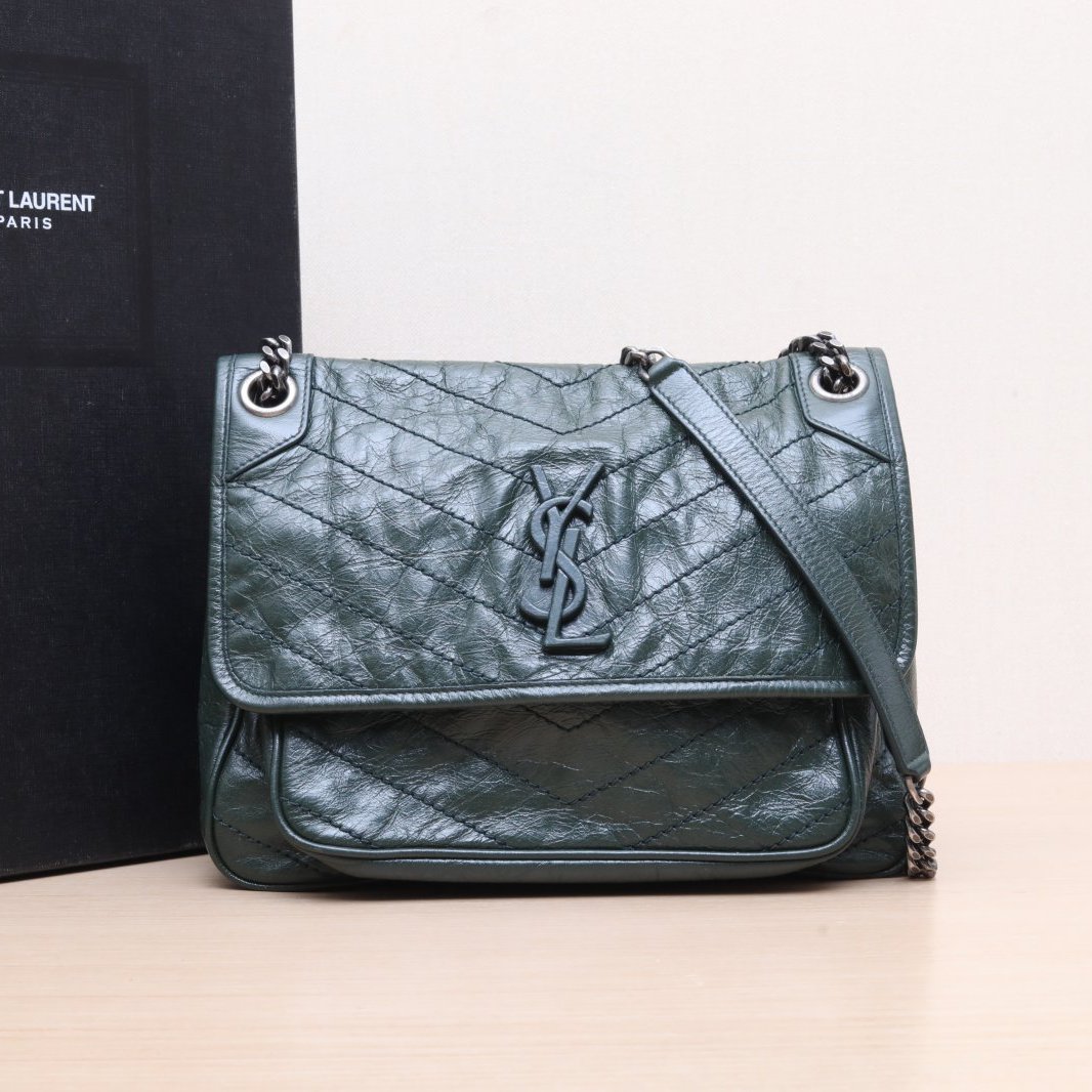 95新 YSL/圣罗兰 手提包 中号 皮革C 银扣 P205640270