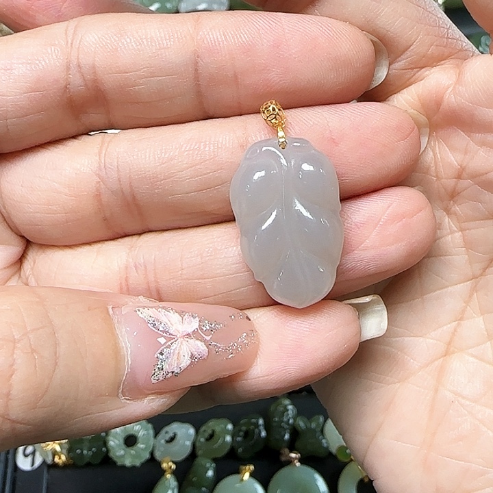 和田玉18K金镶嵌吊坠(不含链)