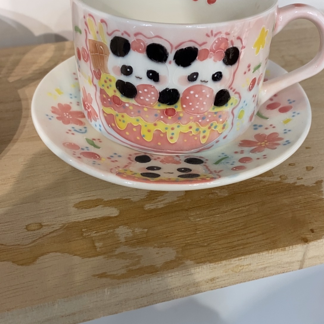 瓷片蛋糕熊猫咖啡杯福利