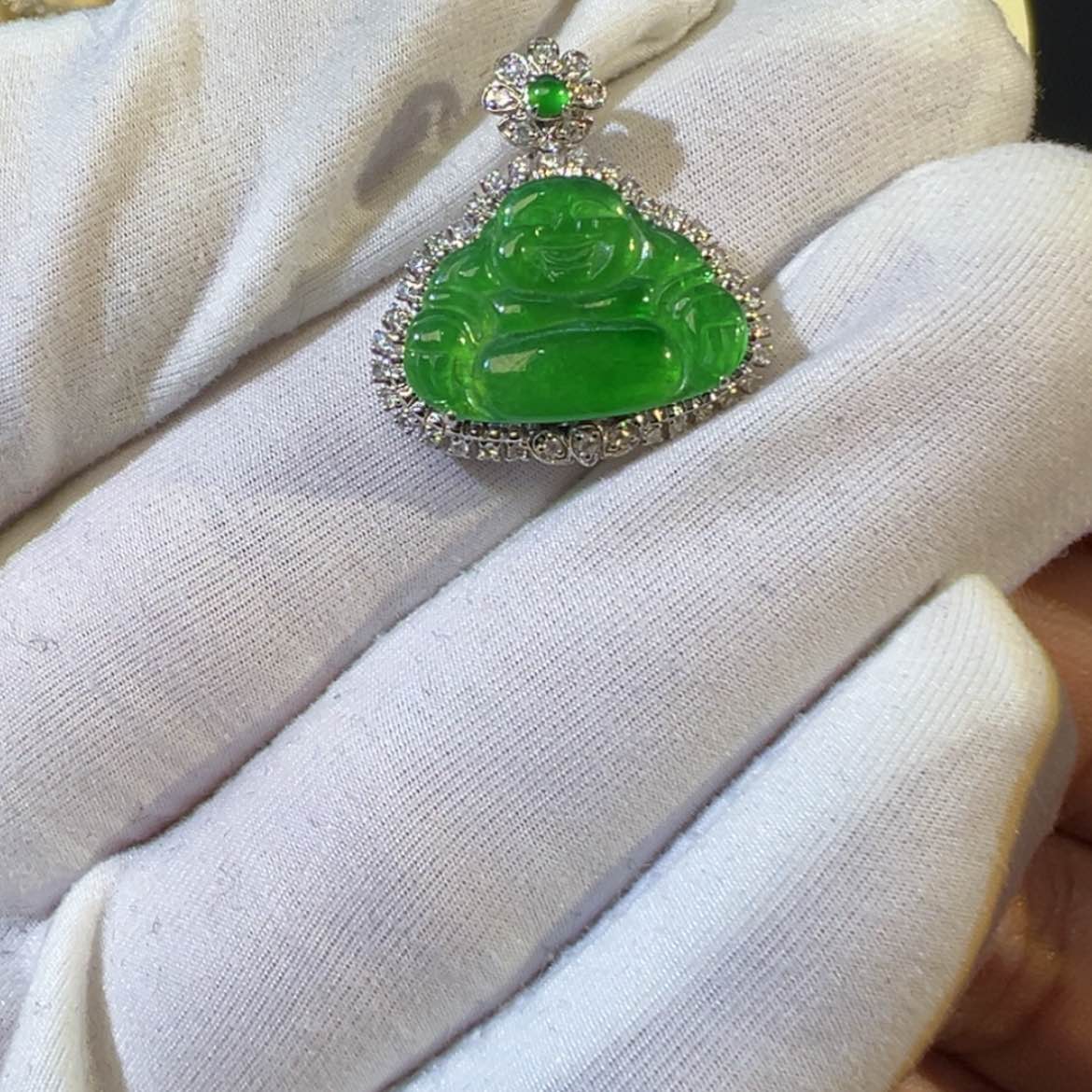 【闪购商品】翡翠颈饰18K金镶嵌翡翠佛公