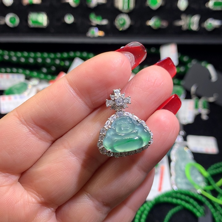 【闪购商品】翡翠颈饰银S925镶嵌天然翡翠