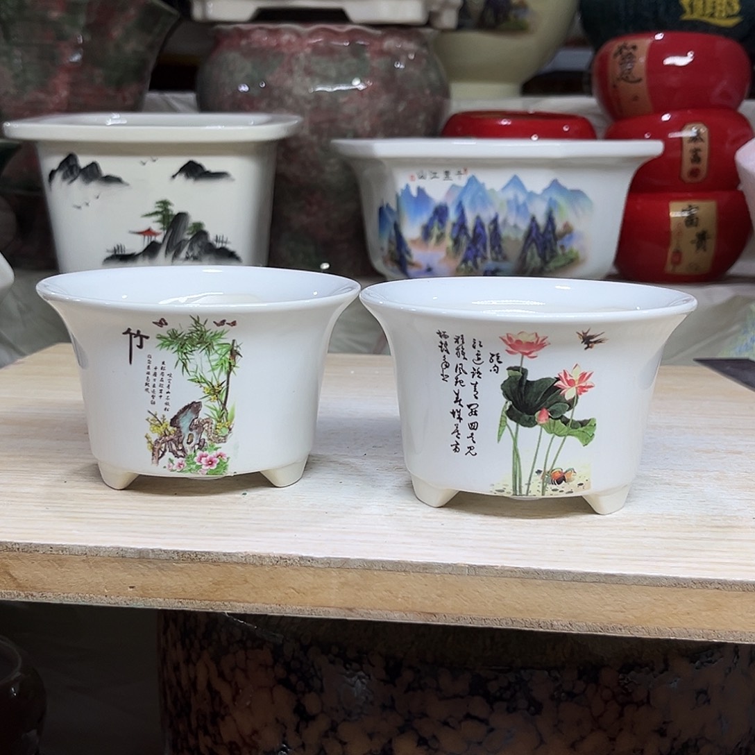 陶瓷绿植多肉微瑕花盆外口径：9.5*6