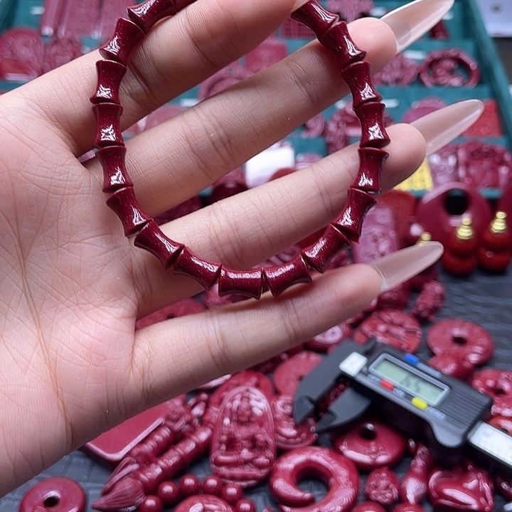 天然辰砂竹节手串节节高