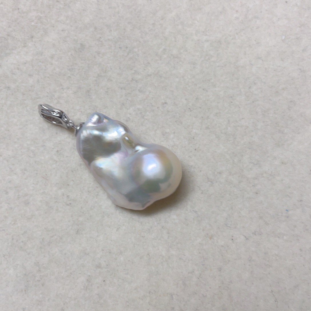 淡水珍珠吊坠(不含链)银S925镶嵌