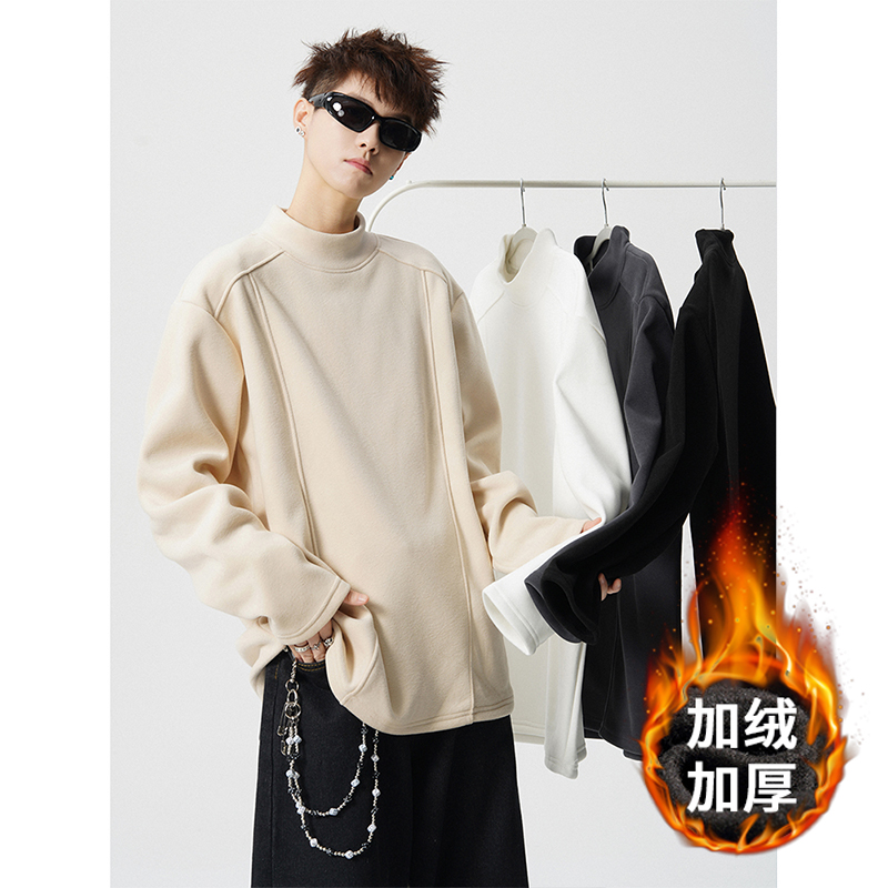 【现货+送运费险】双面德绒半高领结构保暖长袖秋冬卫衣打底衫内搭