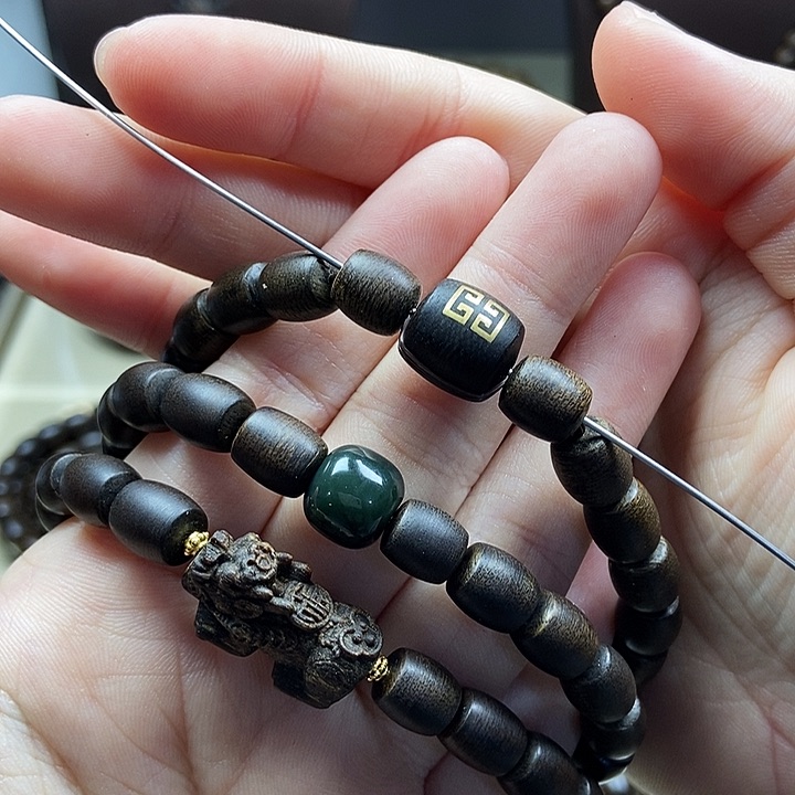 沉香手串༺****༻越南芽庄白奇楠沉水老料三圈定制款0.8