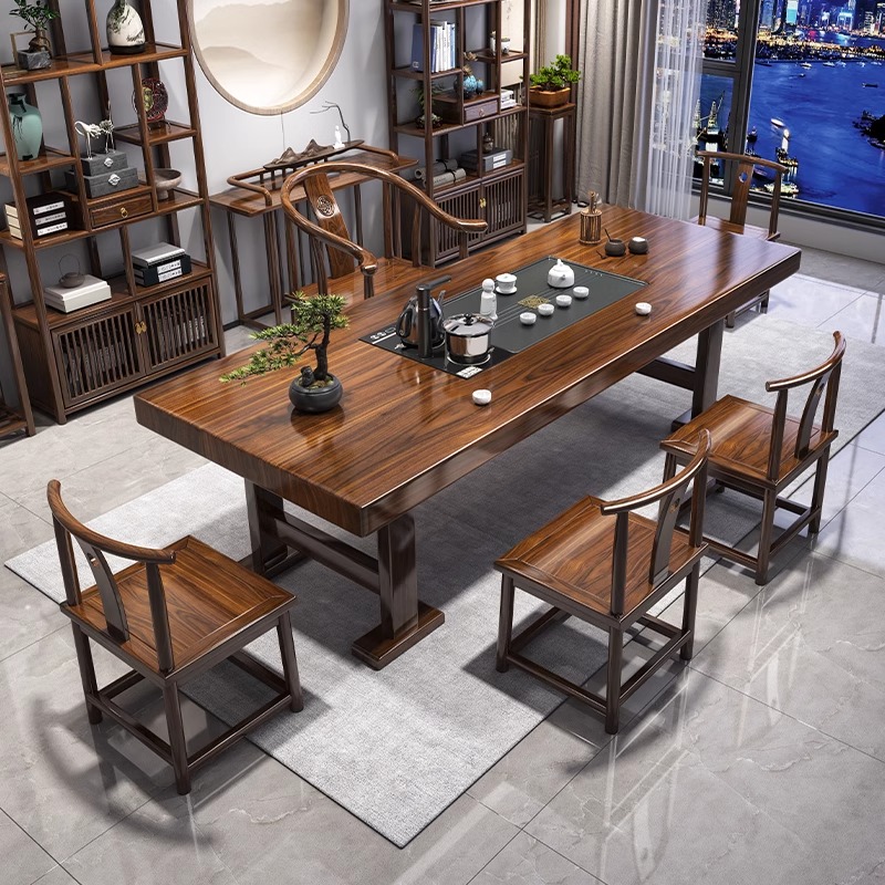 【专属链接】！！实木大板茶桌一整套烧水壶一体新中式茶台