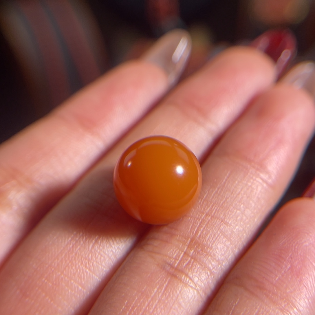 石英质玉（黄龙玉）缅黄圆珠未镶嵌1*