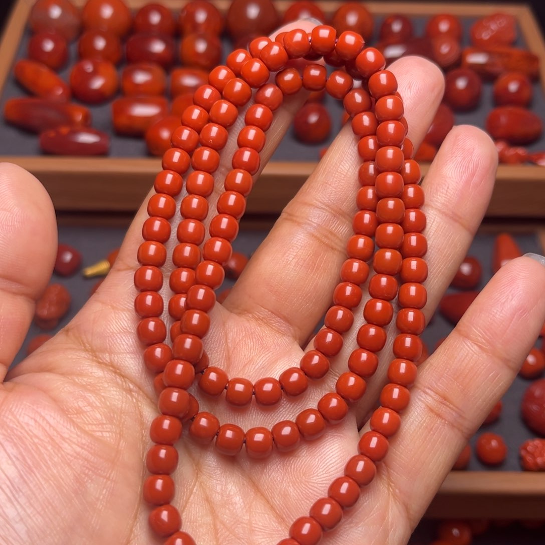 南红玛瑙配饰未镶嵌纯色老型卡5.7mm108串