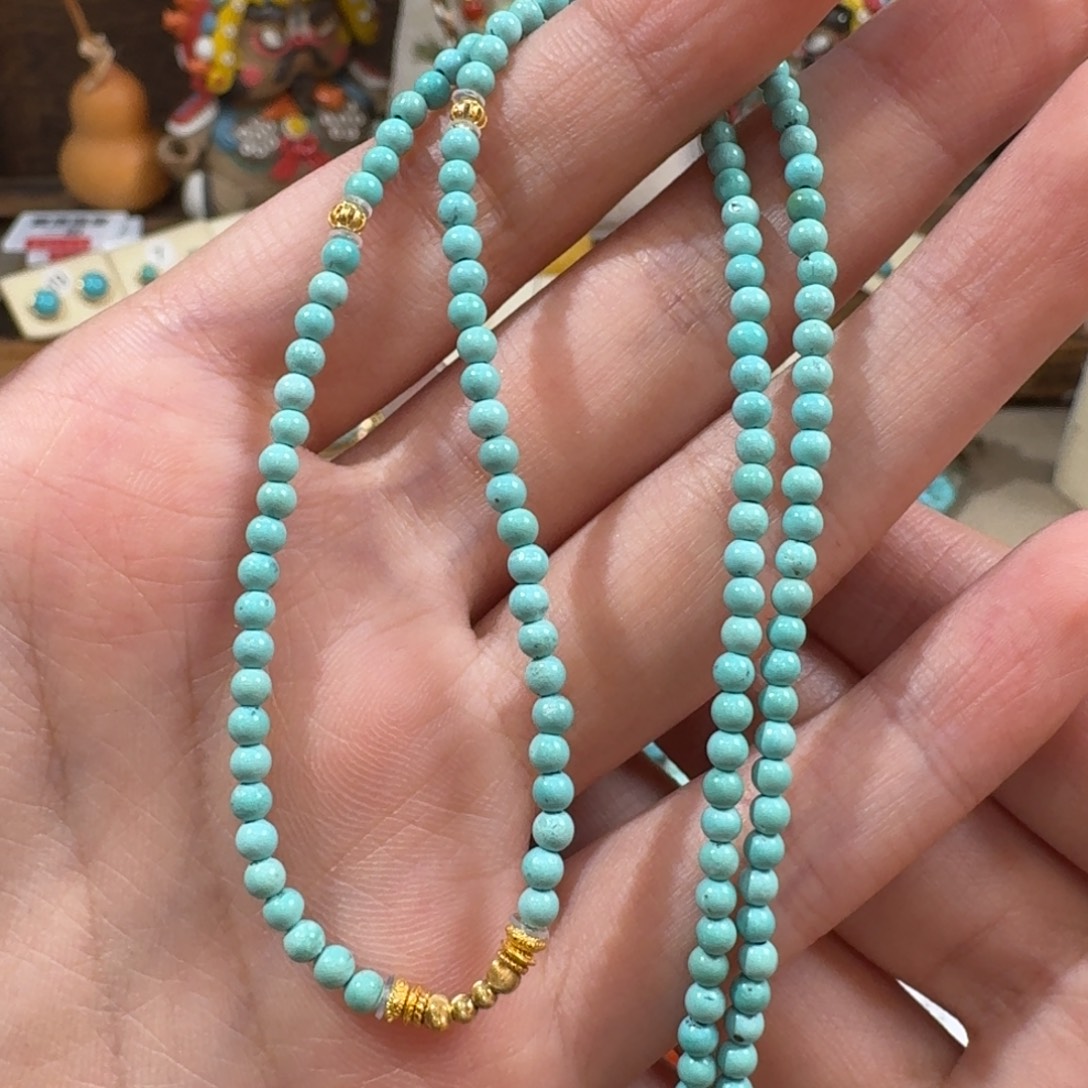 18K金镶嵌绿松石项链