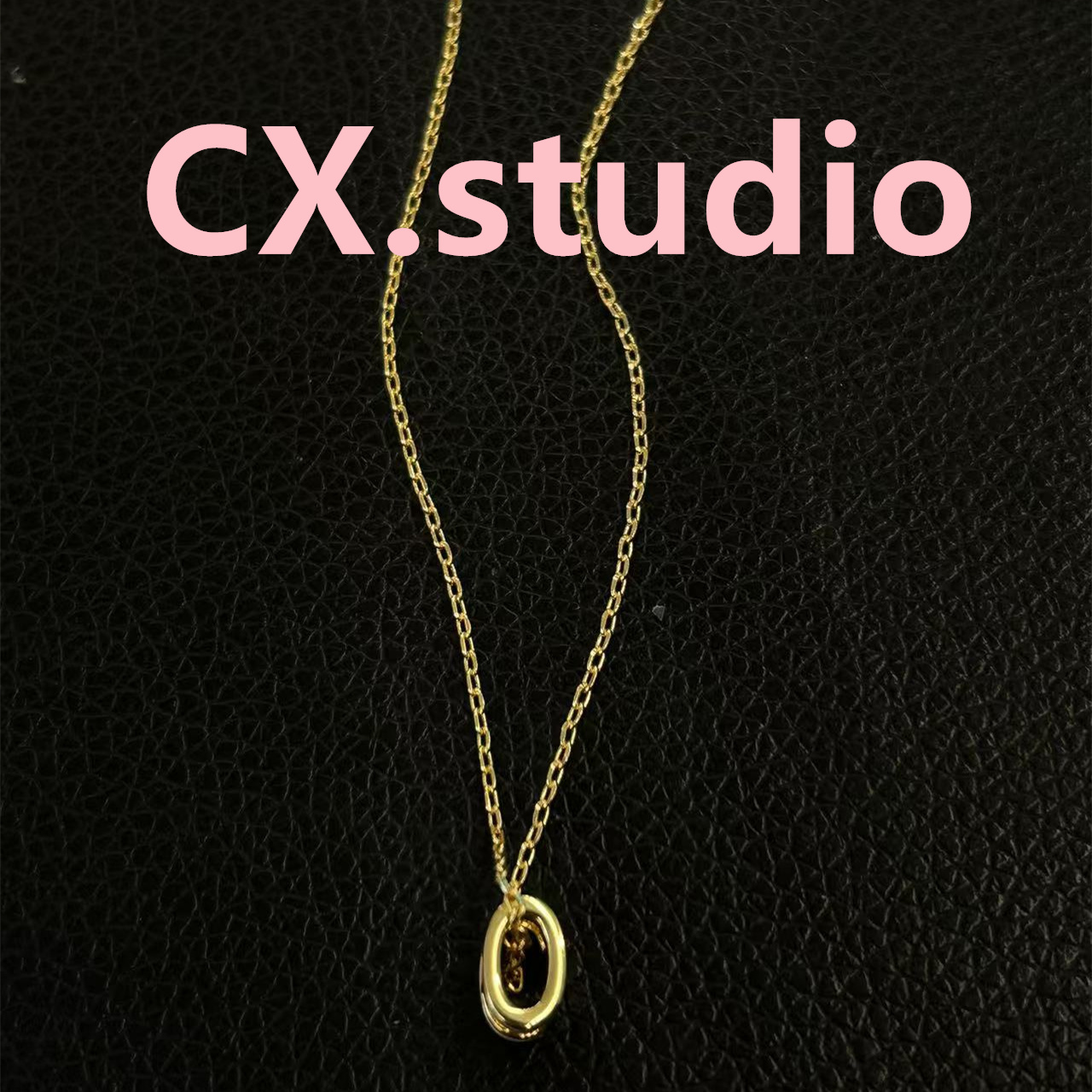 铜合金项链 粉色珐琅h项链 8213