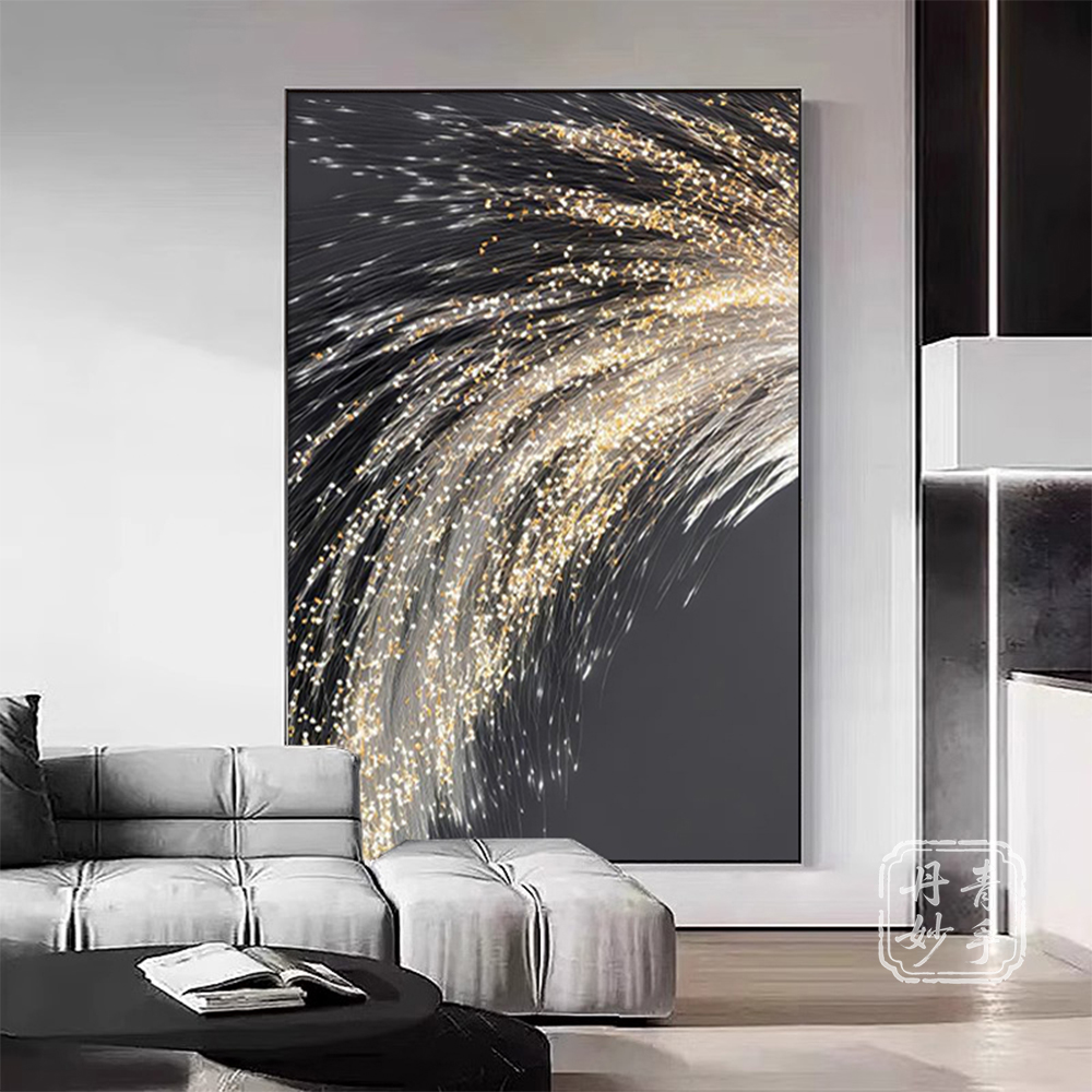 现代黑白抽象客厅玄关装饰画抽象艺术入户走廊轻奢大气过道挂画