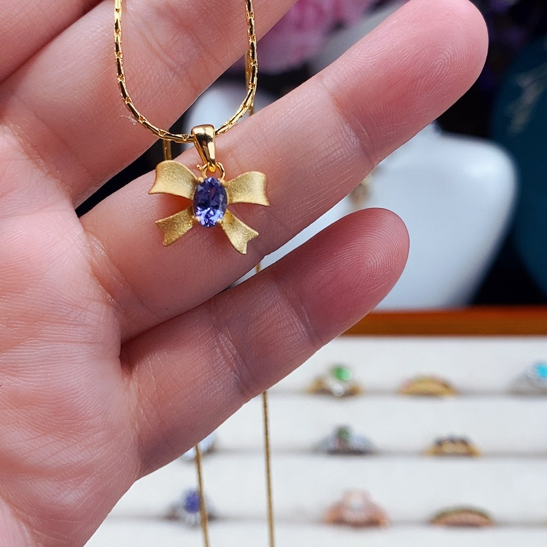 坦桑石颈饰银S925镶嵌