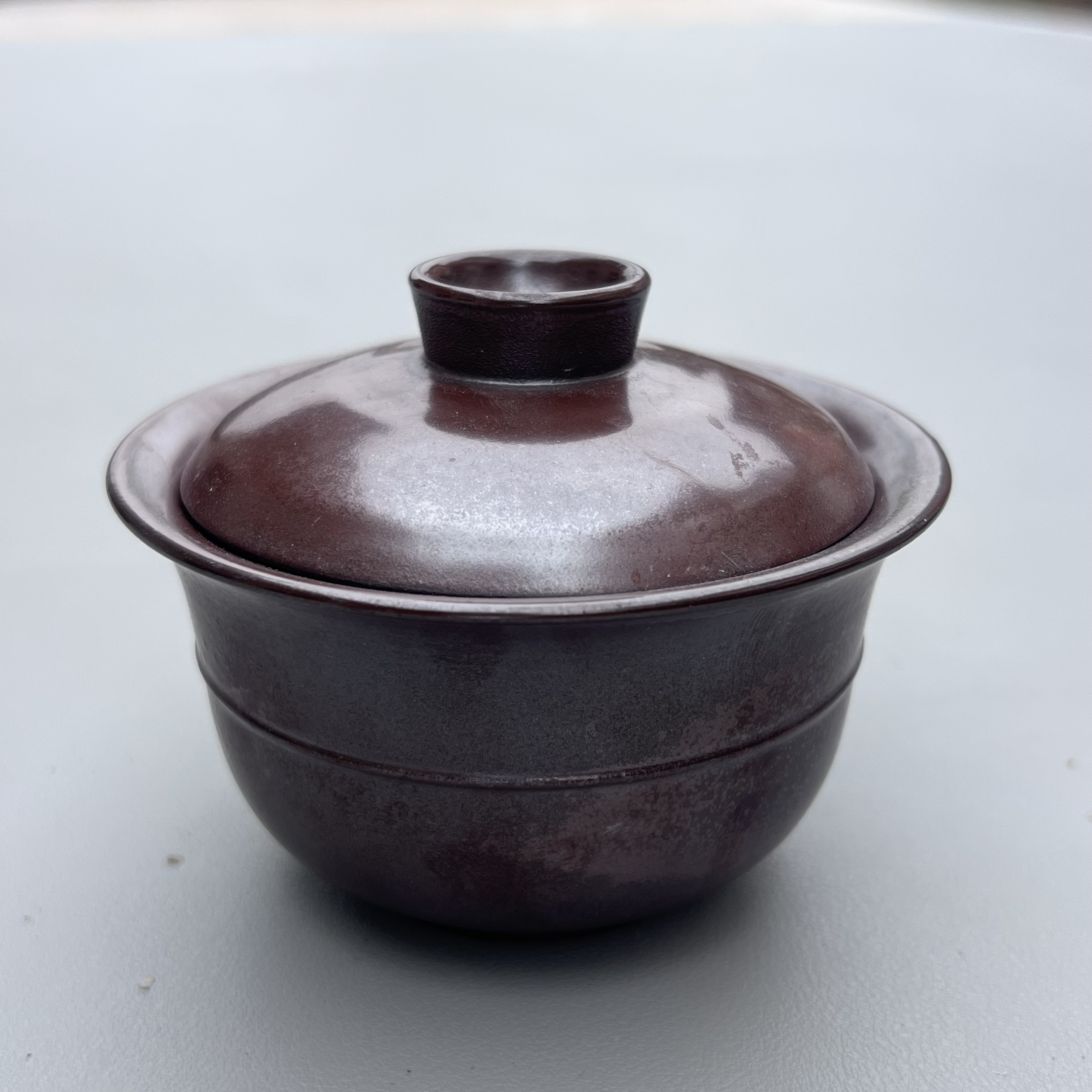 柴烧盖碗纯手工复古风中式盖碗四大名陶薄胎陶细陶亮面秦窑