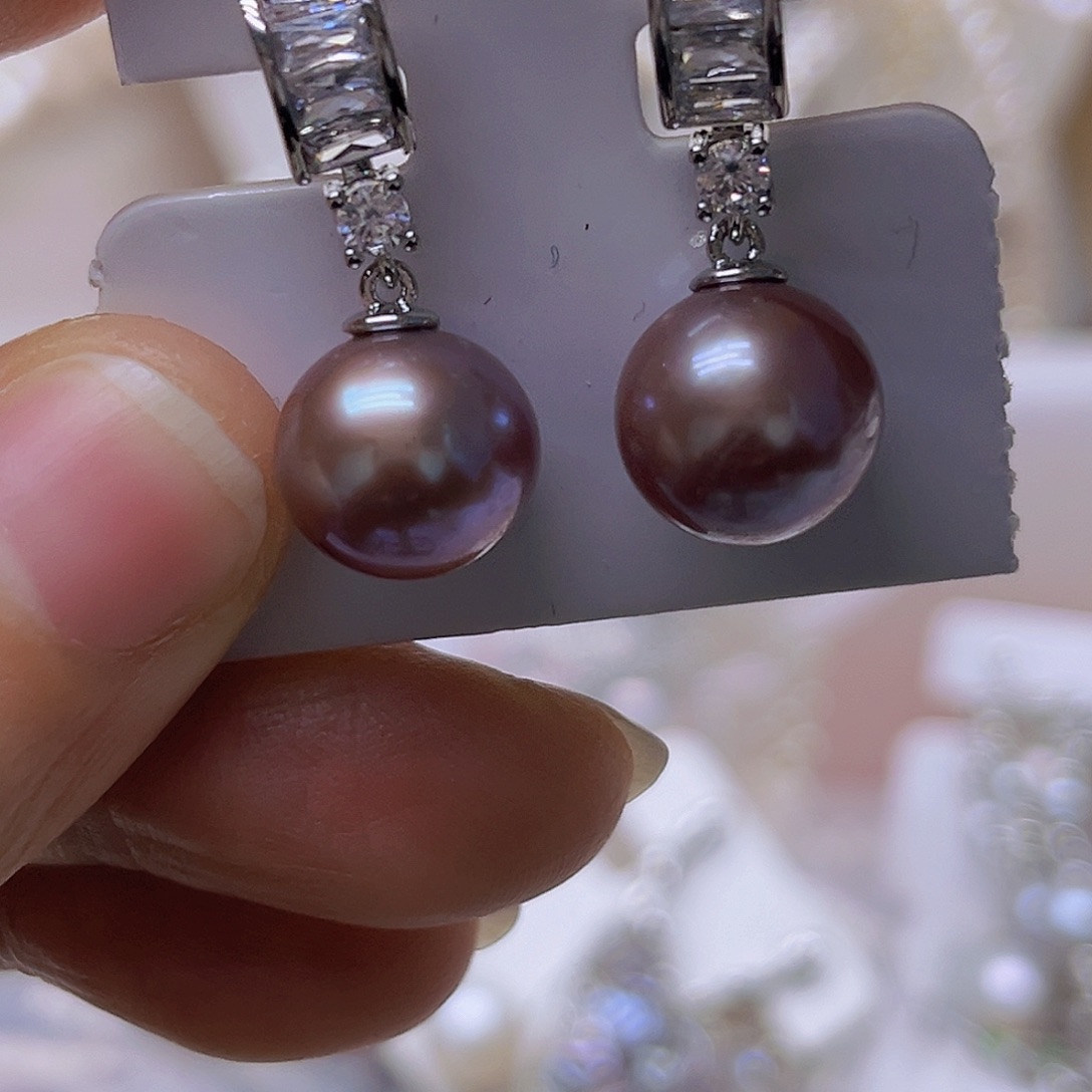 吊坠或者耳钉淡水珍珠银S925镶嵌