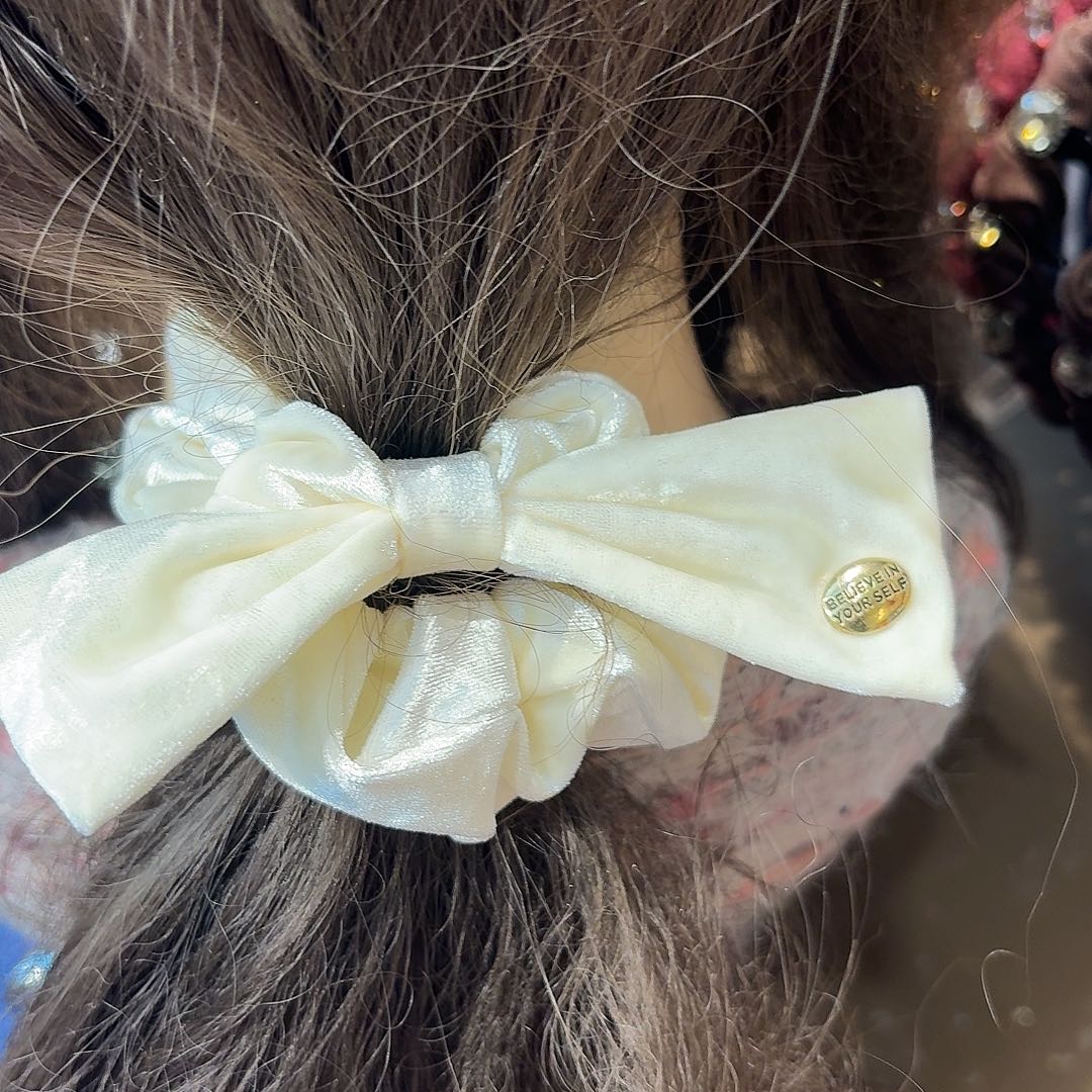 布艺铁合金白色丝绒小发圈11