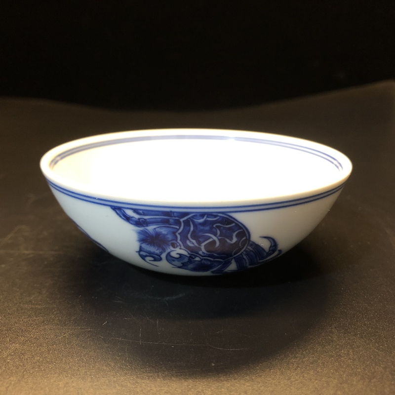 12.24/N100368/00929/青花螃蟹普洱杯/口径9.6/高3.7/100cc