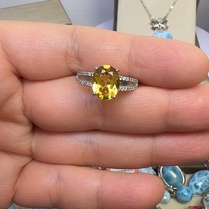 烟晶戒指银S925镶嵌