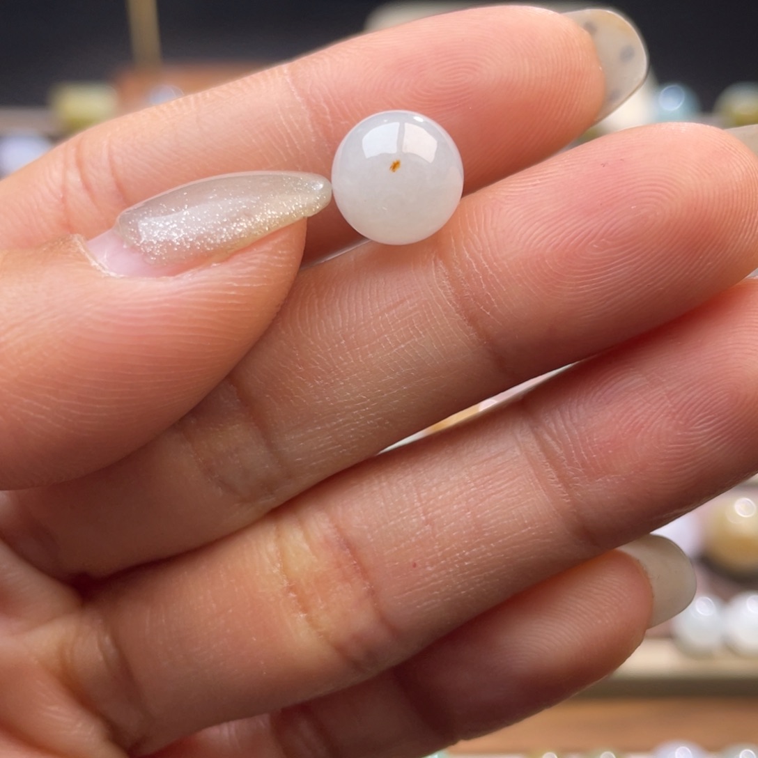 翡翠散珠白冰洒金圆珠9.3mm