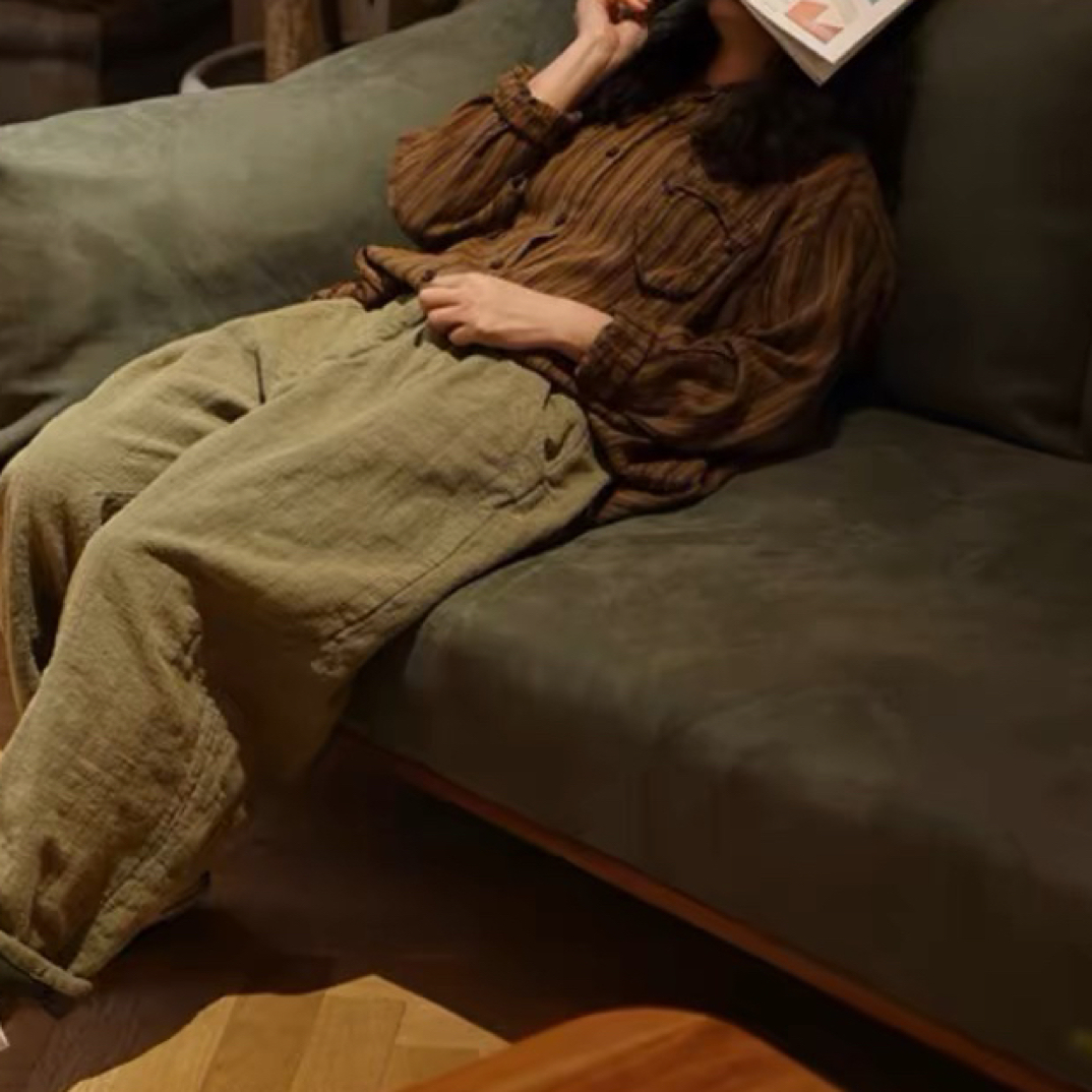 沉香布衣草堂 衣路走来亚麻面料做旧麻裤26583多色休闲裤*