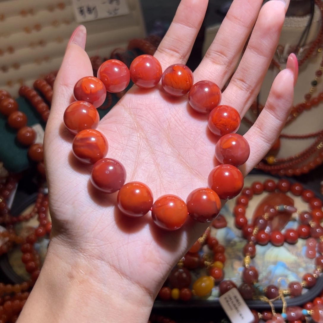 南红玛瑙未镶嵌手链15mm