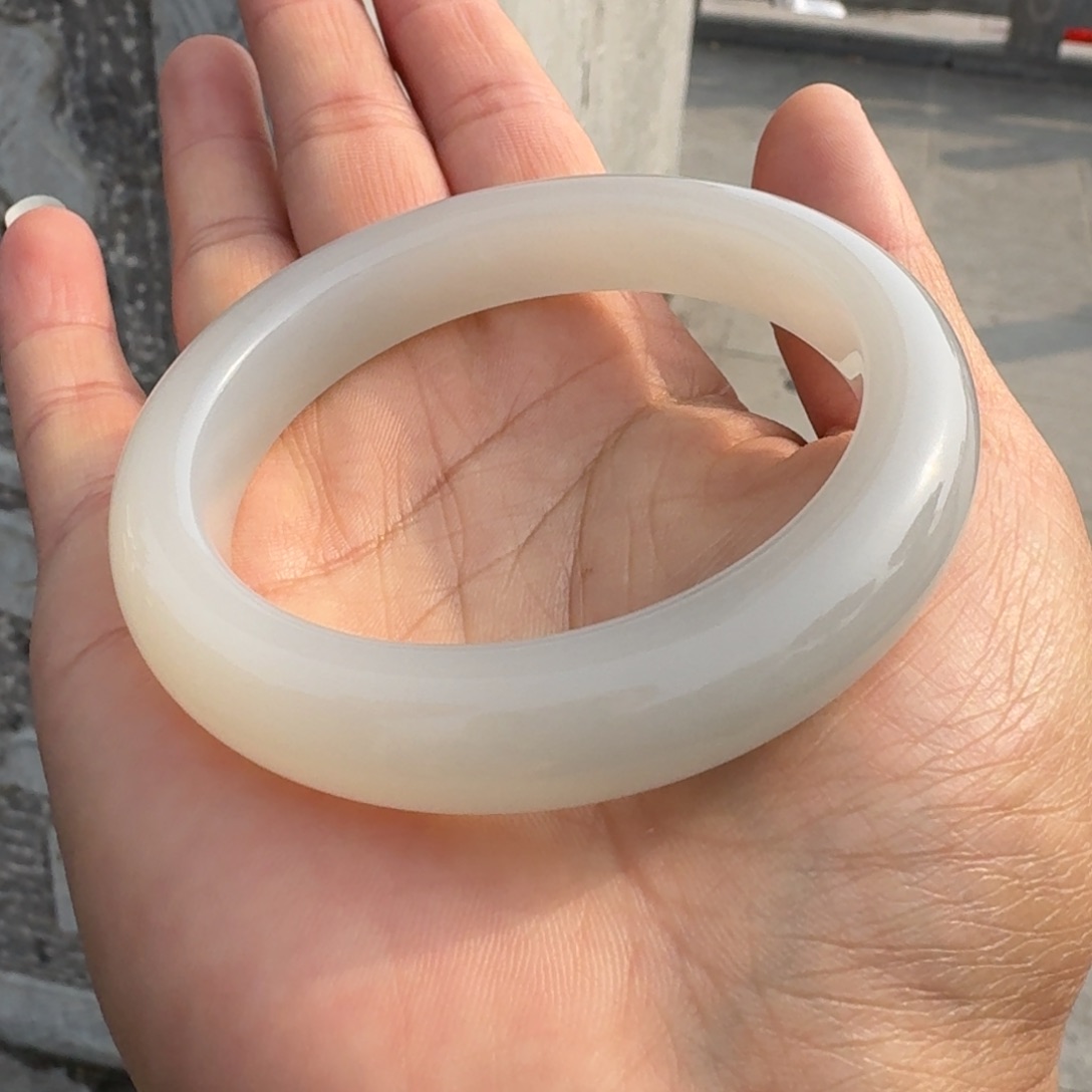 和田玉手镯冰烟紫大漏未镶嵌