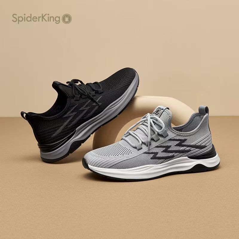 蜘蛛王男士飞织鞋黑色灰色网鞋运动鞋休闲鞋透气四季款